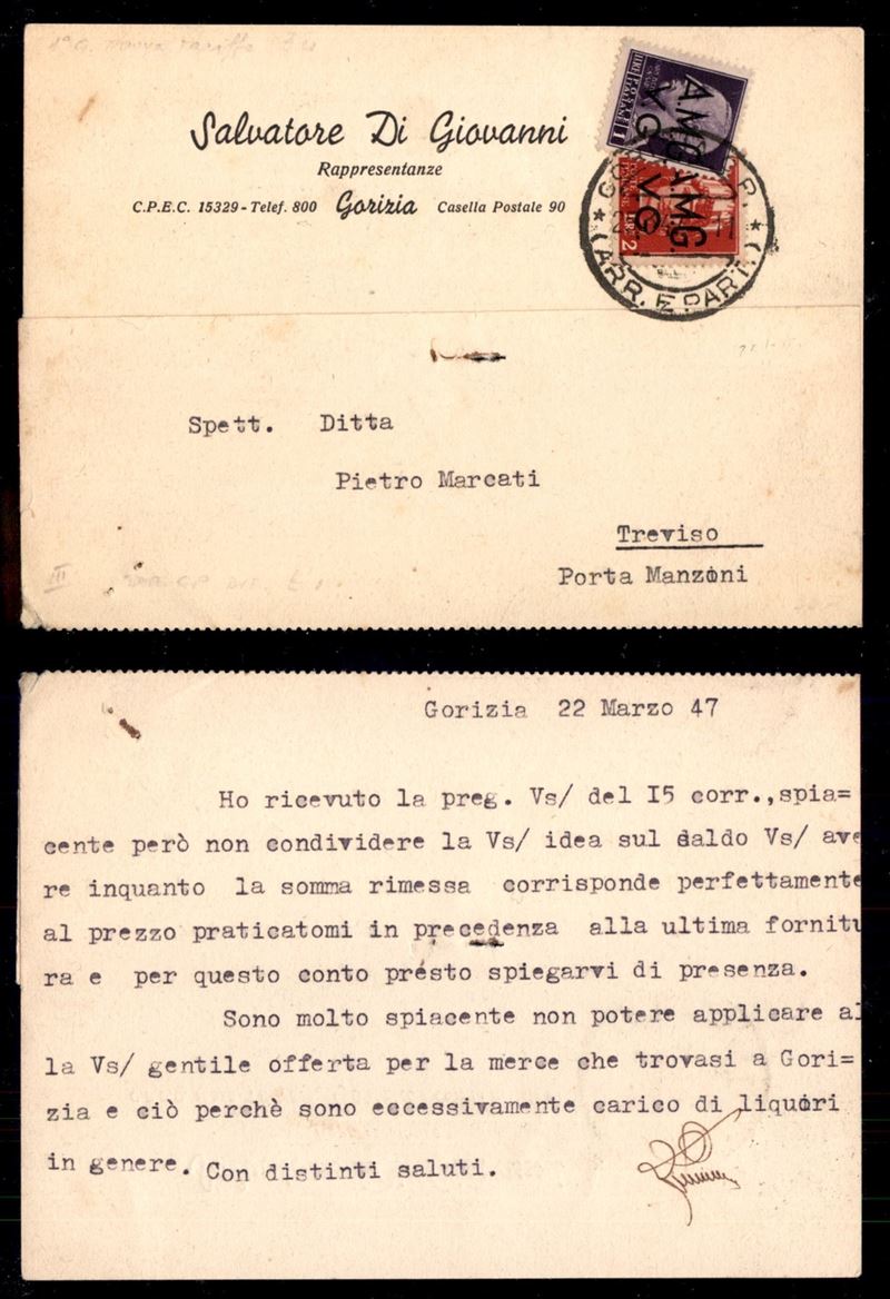 Italia / Trieste / Trieste Amg Vg / Posta Ordinaria