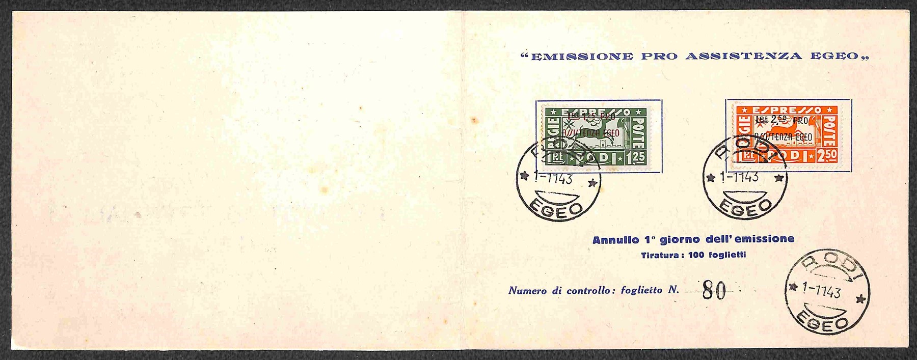 Italia / Colonie / Egeo / Occupazione Tedesca Dell'egeo / Espressi