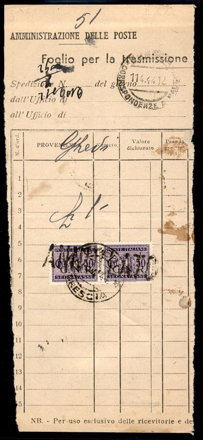 Italia / Rsi / G.n.r. Brescia / Segnatasse