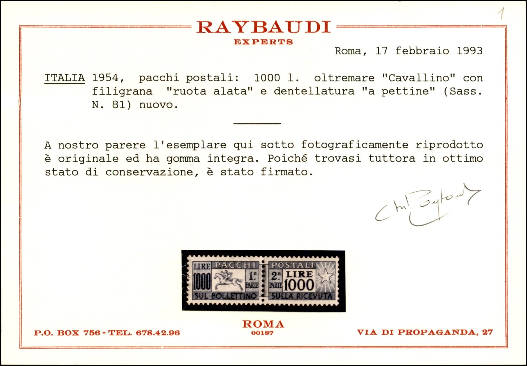 Italia / Repubblica / Pacchi Postali