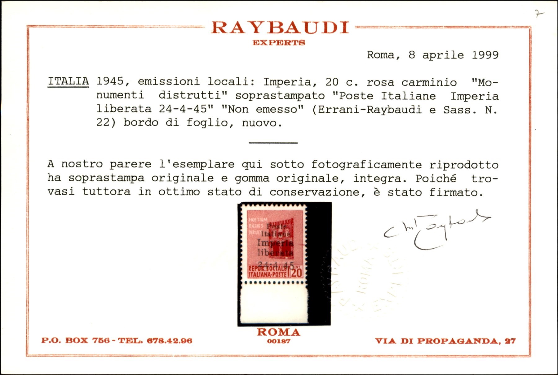 Italia / C.L.n. / Imperia / Posta Ordinaria