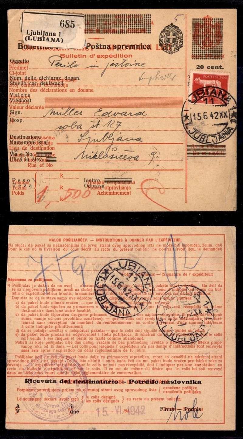 Italia / Occupazioni II Guerra Mondiale / Lubiana / Posta Ordinaria