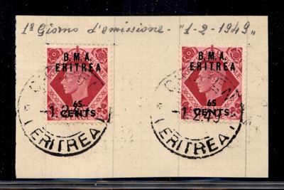 Italia / Occupazioni Straniere delle Colonie / Occupazione Britannica / b.M.a./b.a. Eritrea / Pos...
