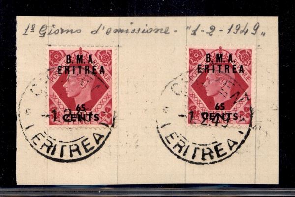 ITALIA / Occupazioni straniere delle colonie / Occupazione Britannica / B.M.A./B.A. Eritrea / Posta ordinaria