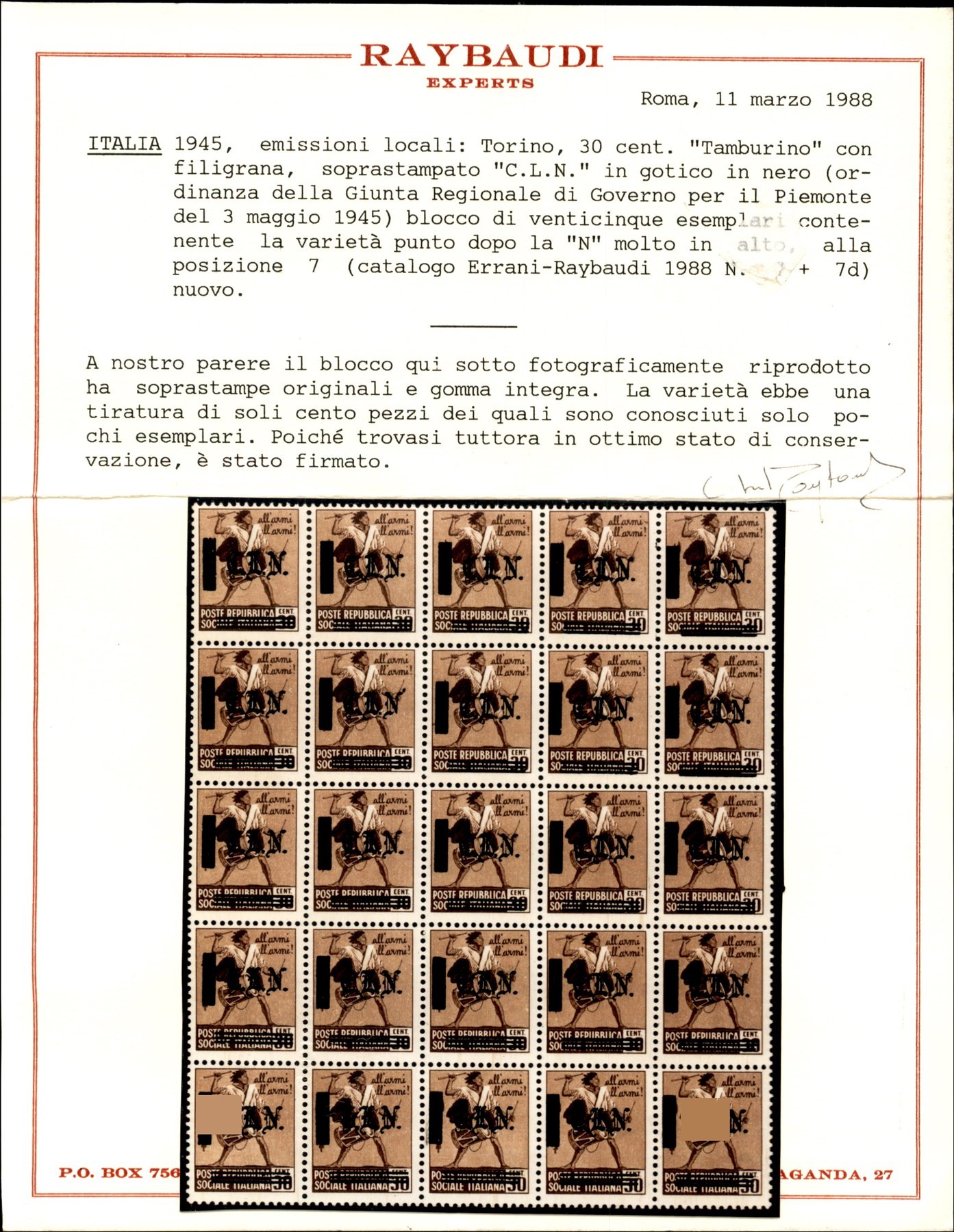 Italia / C.L.n. / Torino / Posta Ordinaria