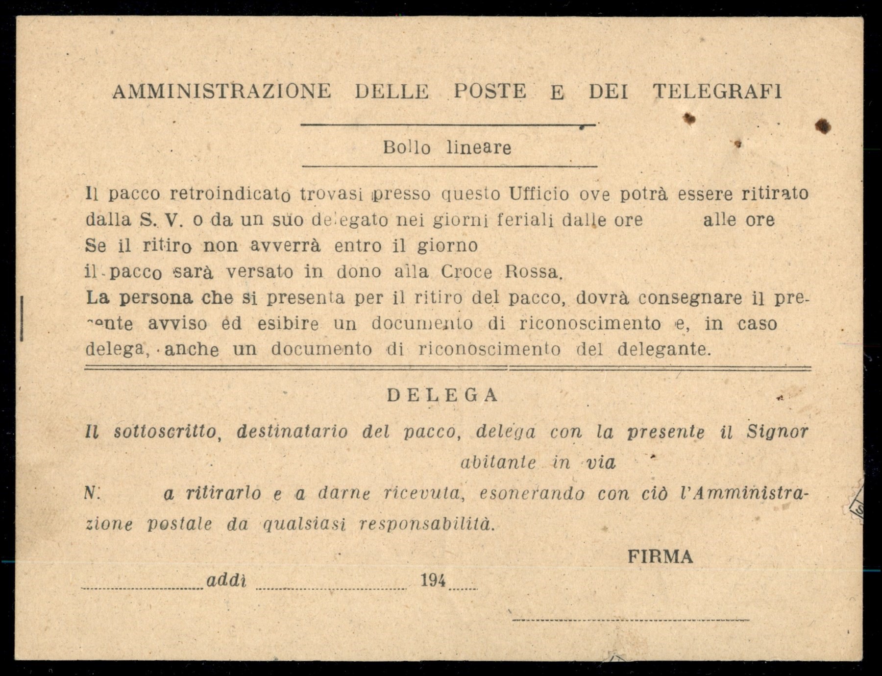 Italia / Repubblica / Pacchi Postali