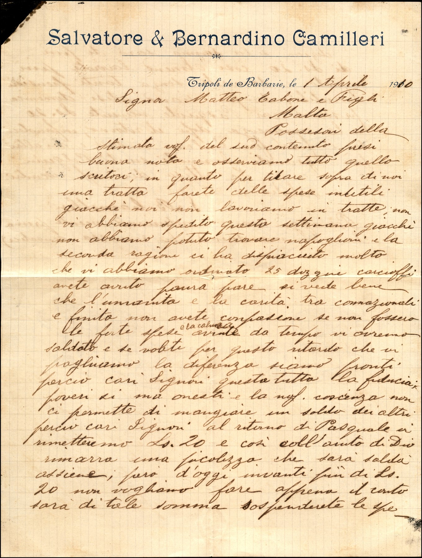 Italia / Uffici Postali All'estero / Levante / Tripoli di Barberia / Posta Ordinaria