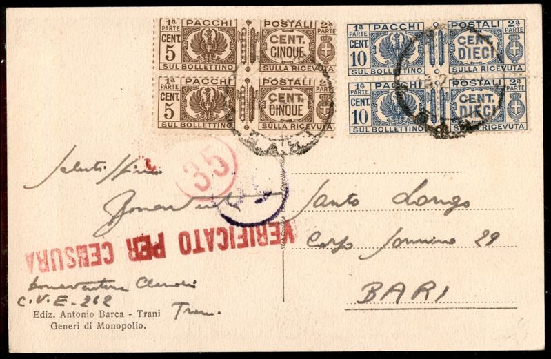 Italia / Regno / Pacchi Postali