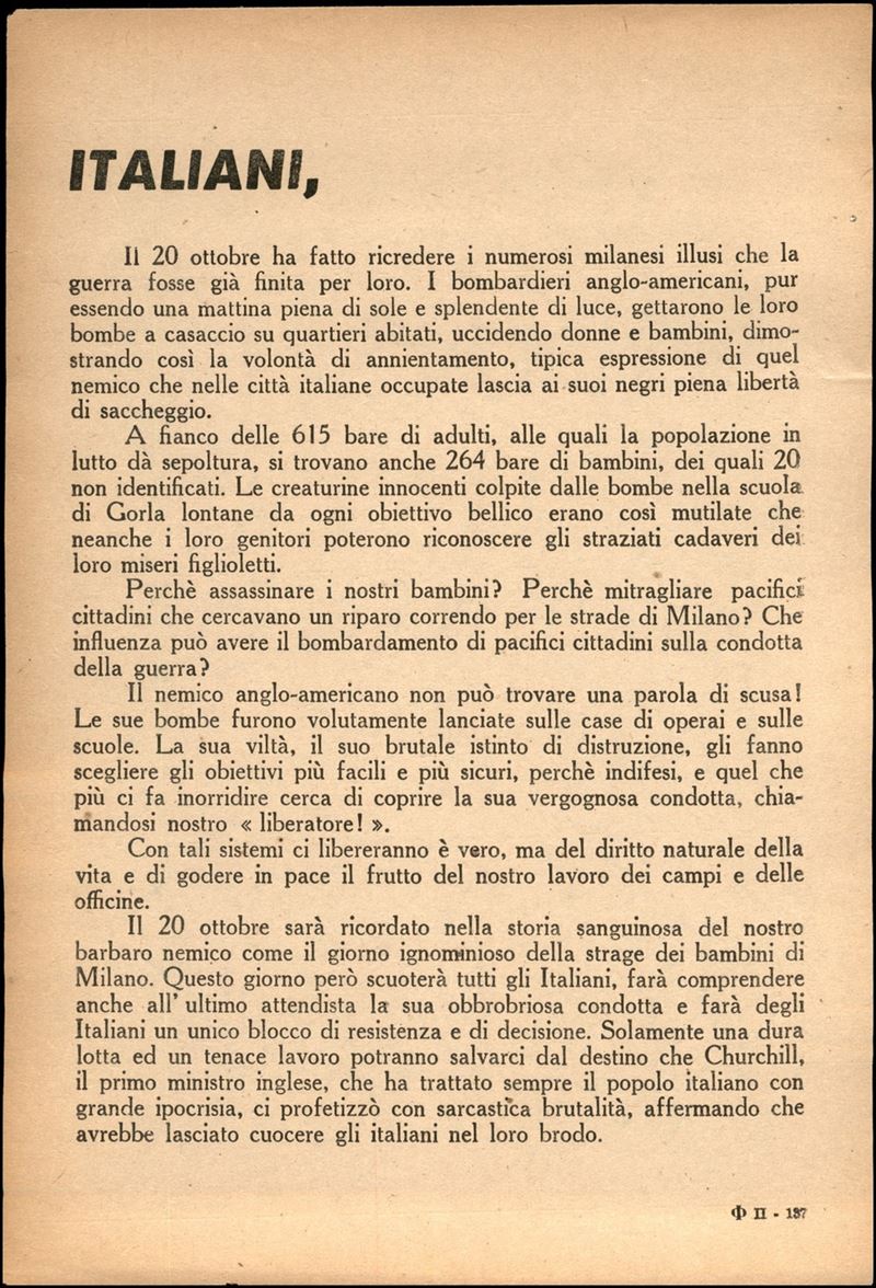 Italia / Rsi / Propaganda Rsi