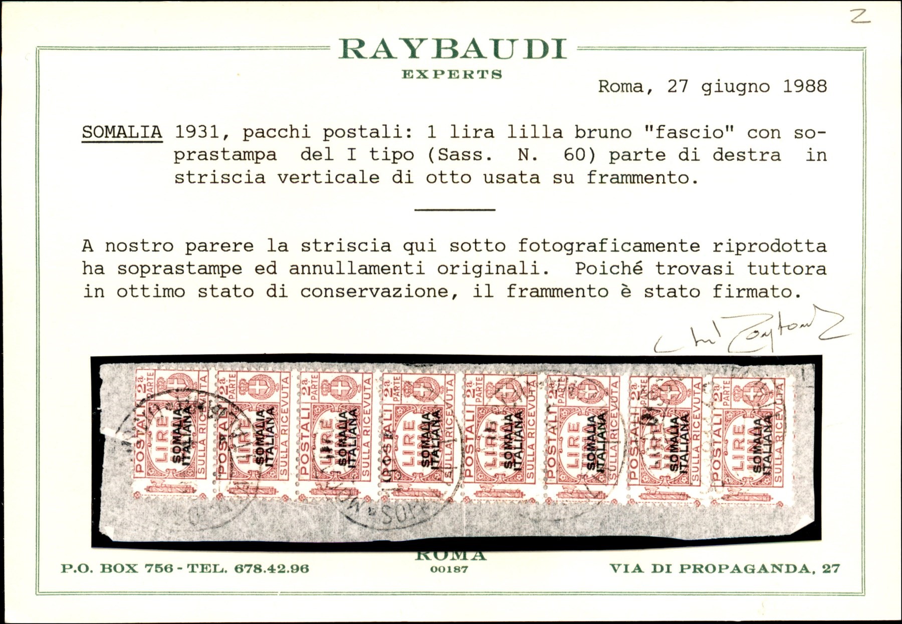 Italia / Colonie / Somalia / Pacchi Postali