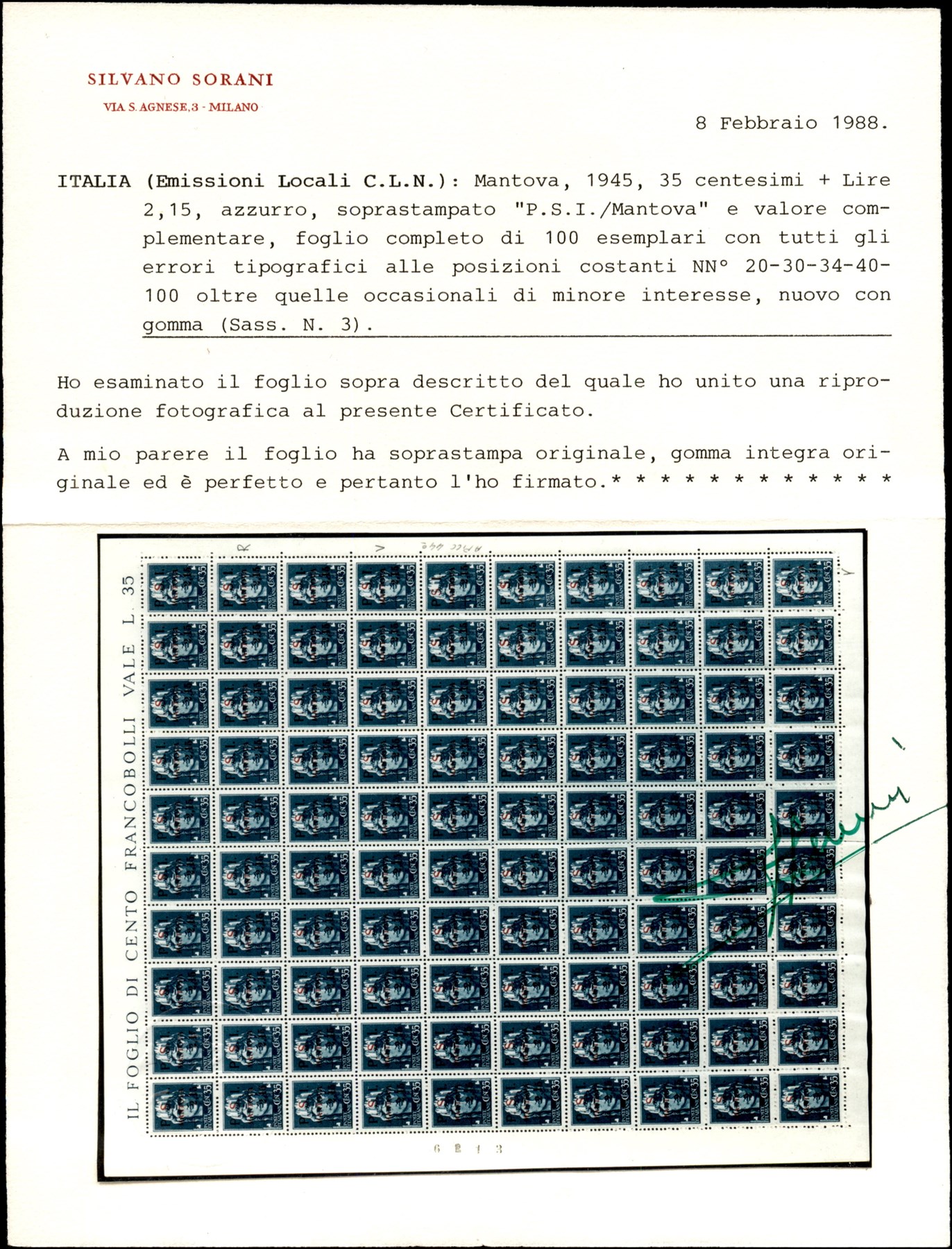 Italia / C.L.n. / Mantova / Posta Ordinaria