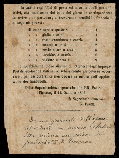 Italia / Antichi Stati Italiani / Toscana / Posta Ordinaria