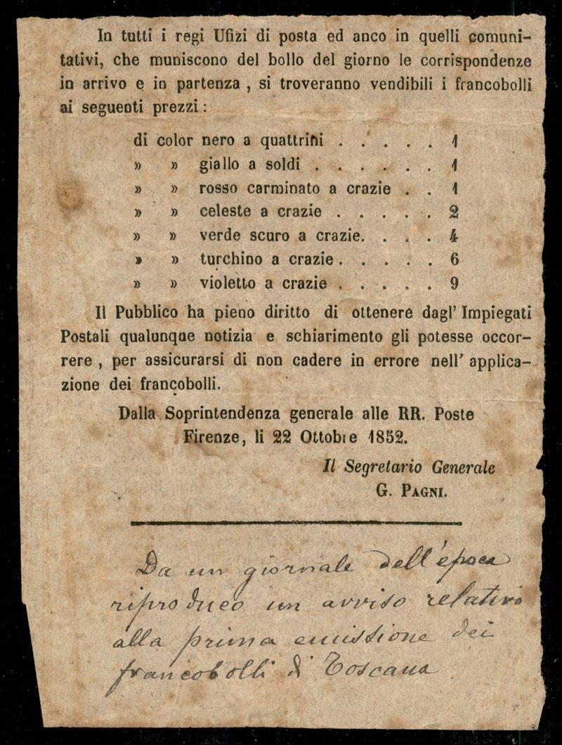 Italia / Antichi Stati Italiani / Toscana / Posta Ordinaria
