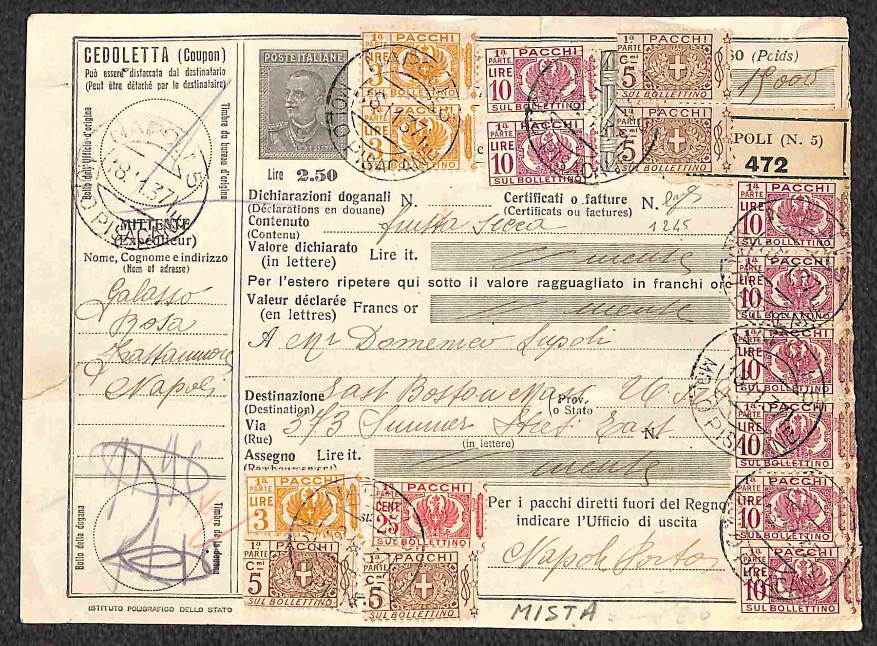 Italia / Regno / Bollettino Pacchi