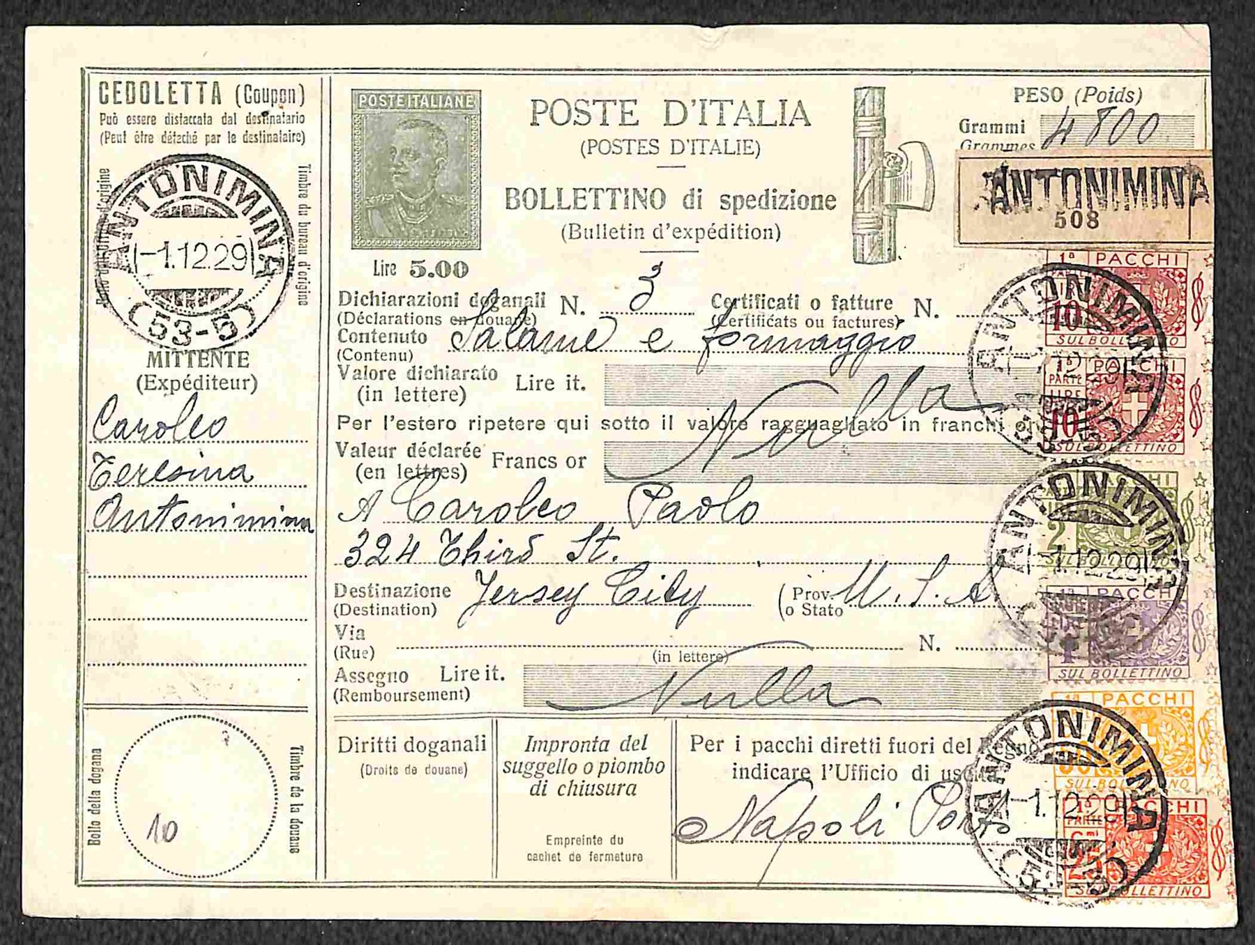 Italia / Regno / Bollettino Pacchi