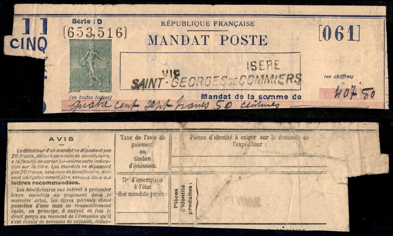 Francia / Vaglia Postale