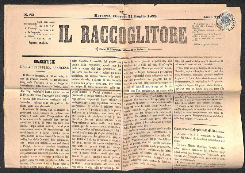 Austria / Territori Italiani D'austria / Segnatasse Giornali