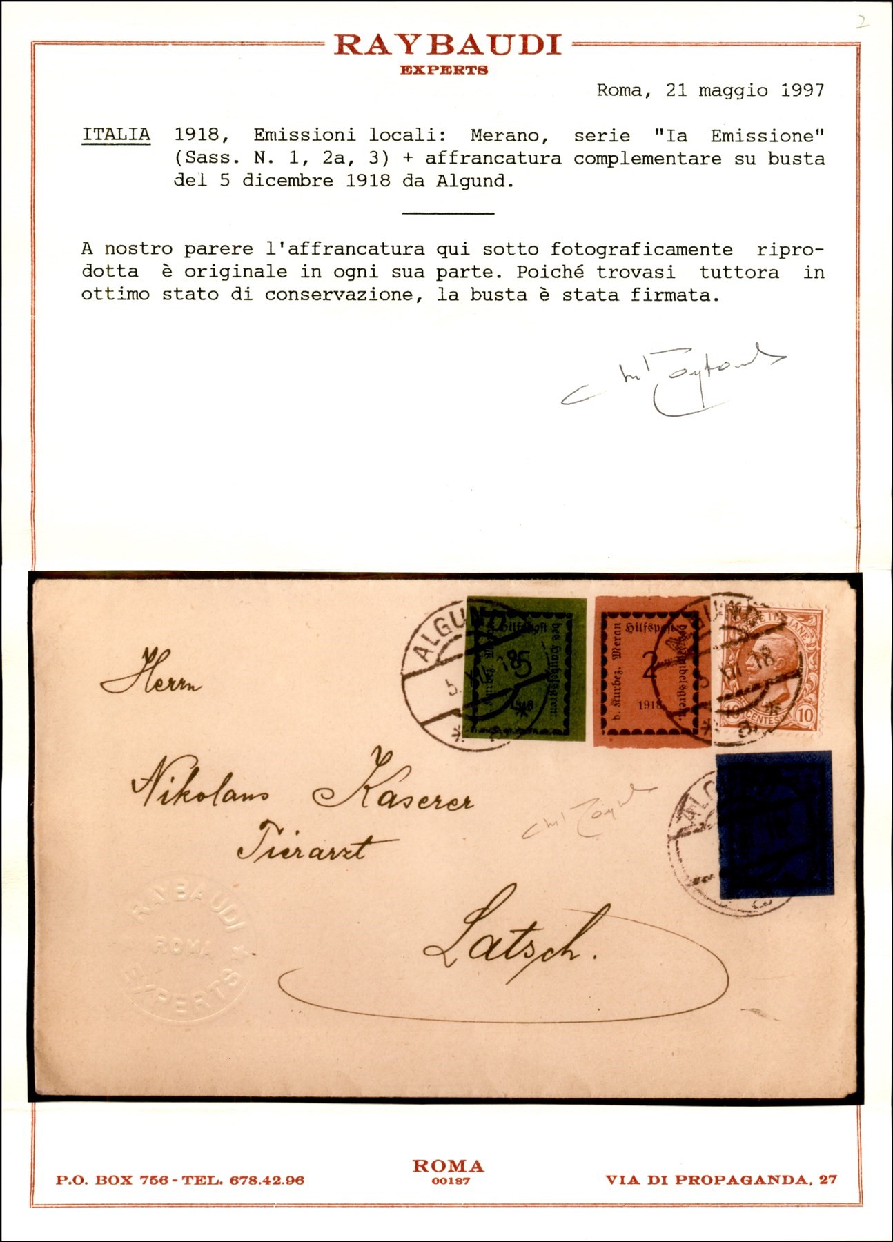 Italia / Occupazioni i Guerra Mondiale / Merano / Posta Ordinaria