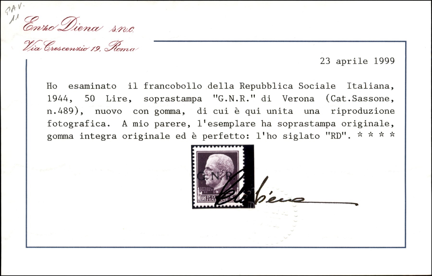 Italia / Rsi / G.n.r. Verona / Posta Ordinaria