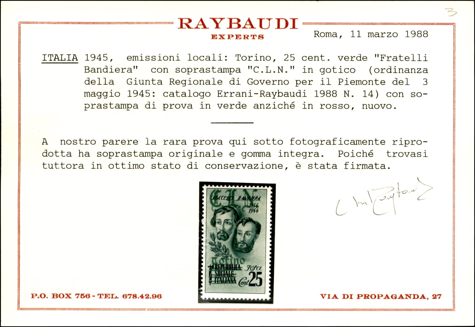Italia / C.L.n. / Torino / Posta Ordinaria