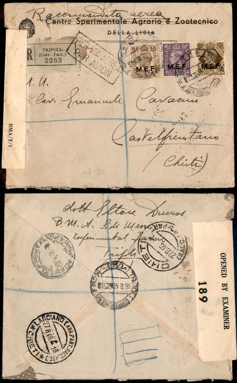 Italia / Occupazioni Straniere delle Colonie / Occupazione Britannica / M.e.f. / Aerogrammi
