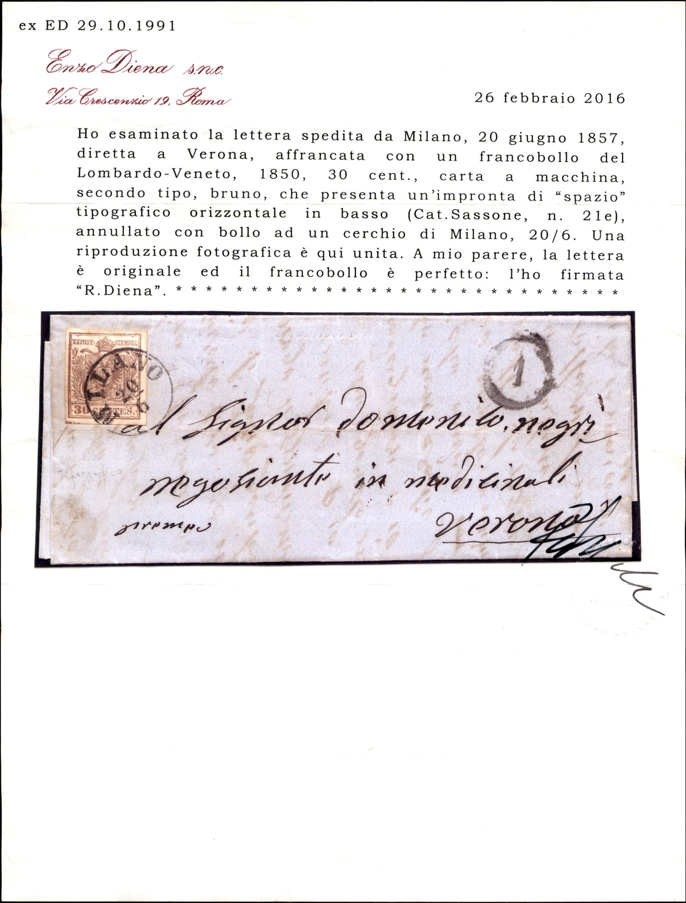 ITALIA / Antichi Stati Italiani / Lombardo Veneto / Posta ordinaria