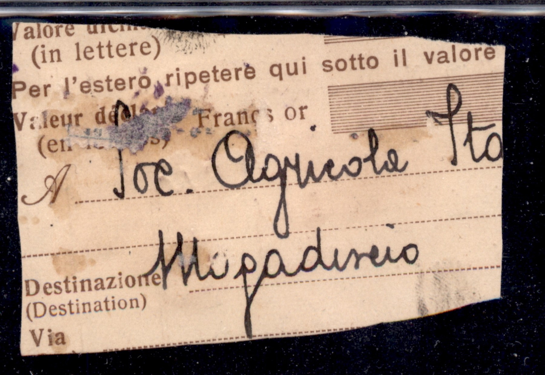 Italia / Colonie / Somalia / Pacchi Postali