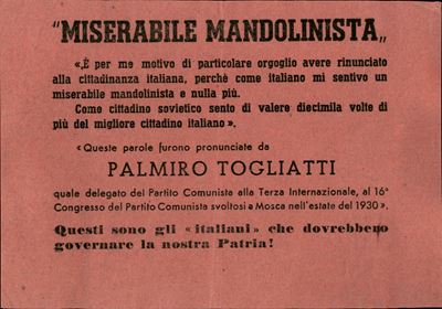 Italia / Volantini Lanciati da Aereo