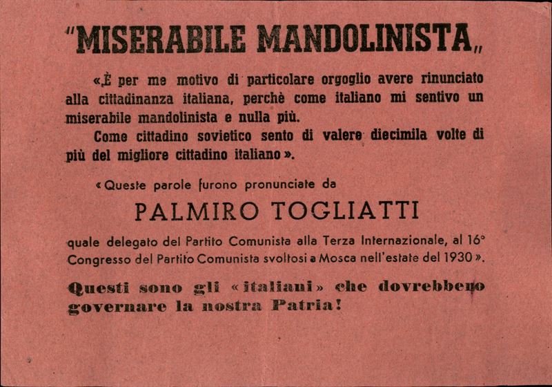 Italia / Volantini Lanciati da Aereo