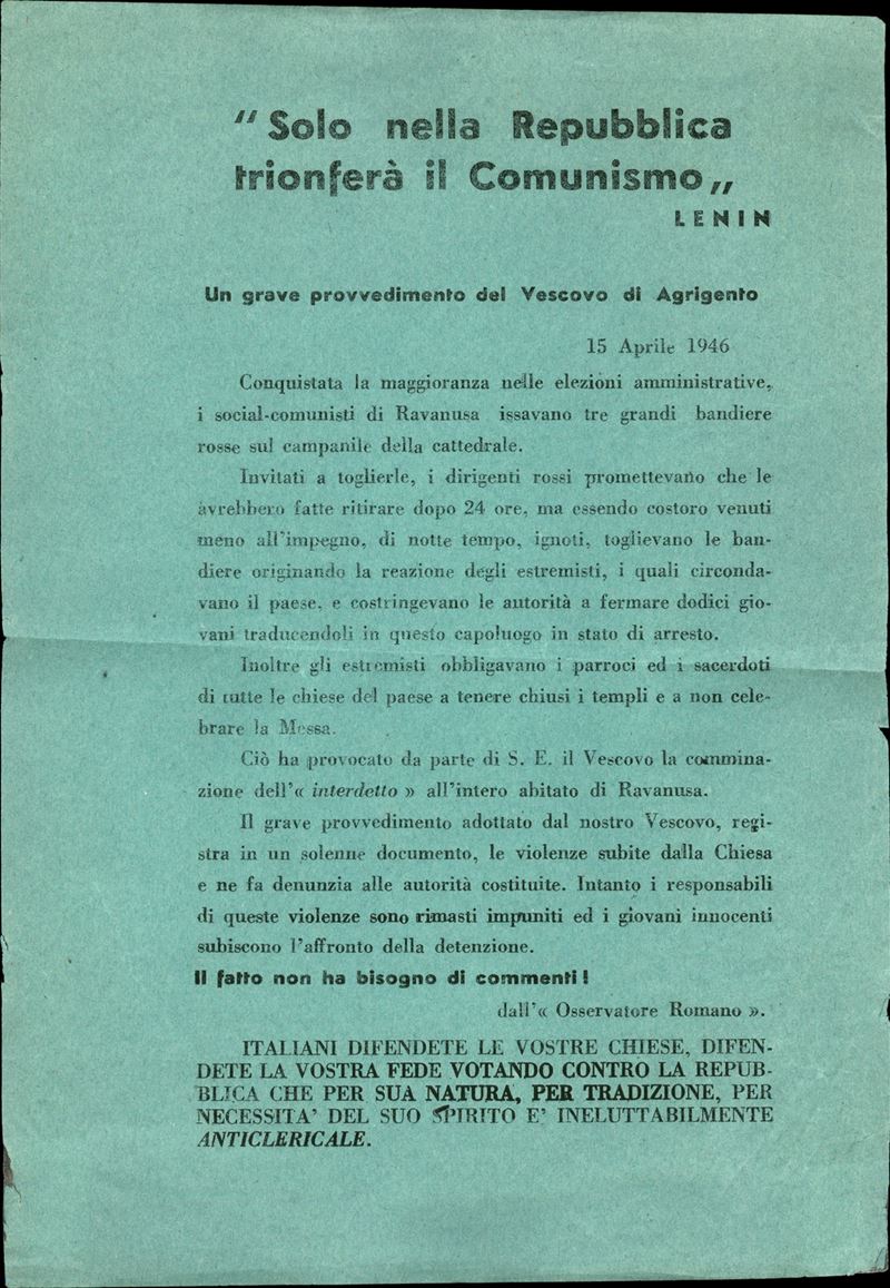 Italia / Volantini Lanciati da Aereo