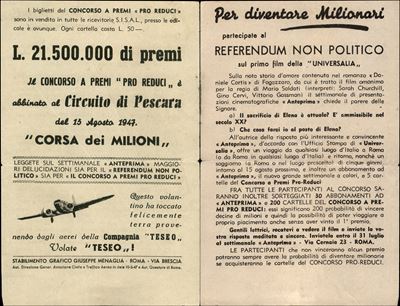 Italia / Volantini Lanciati da Aereo