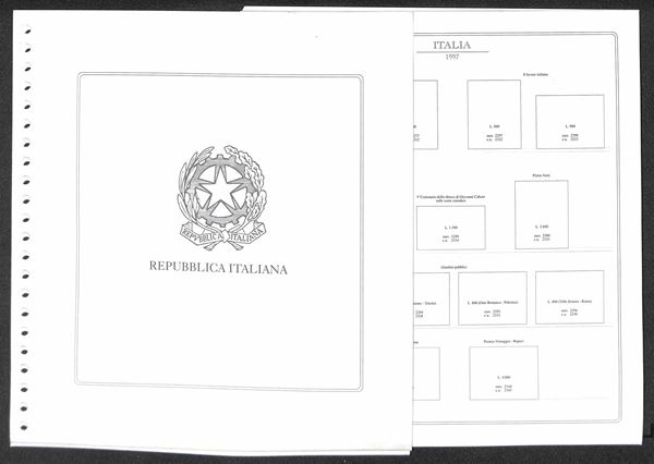 MATERIALE FILATELICO - Pagine Abafil 22 fori - REPUBBLICA lunario filatelico dal 1997 al 1999 completi con taschine - ottime condizioni