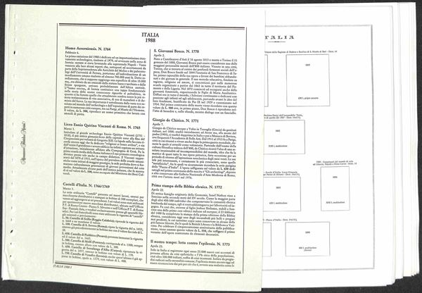 MATERIALE FILATELICO - Pagine Marini 22 fori - REPUBBLICA con almanacco filatelico dal 1988 al 1992 completi con taschine - ottime condizioni