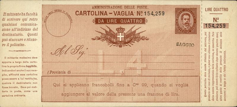 Italia / Regno / Vaglia Postale