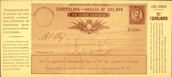 ITALIA / Regno / Vaglia Postale