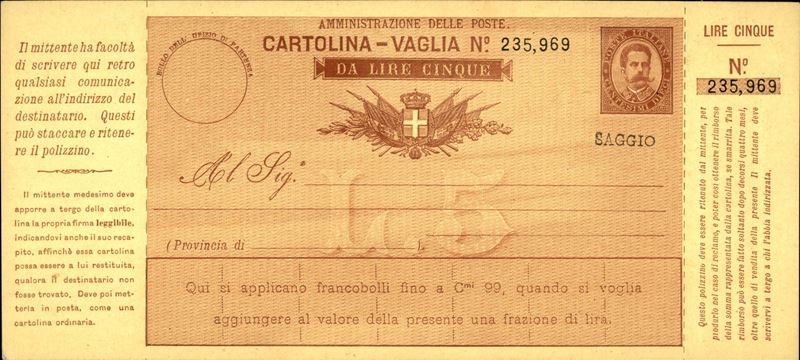 Italia / Regno / Vaglia Postale
