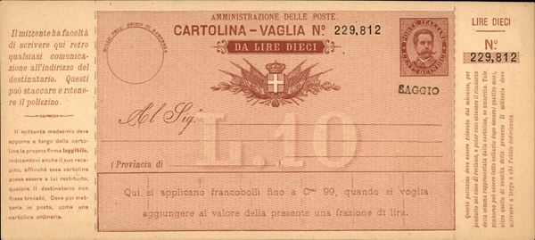 ITALIA / Regno / Vaglia Postale