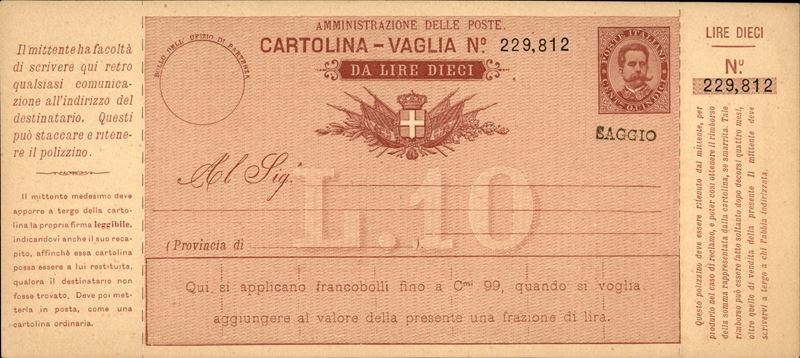 Italia / Regno / Vaglia Postale