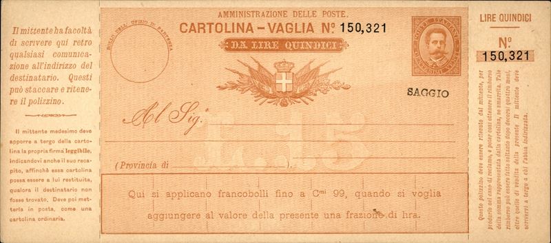Italia / Regno / Vaglia Postale