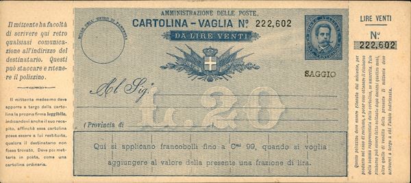 ITALIA / Regno / Vaglia Postale