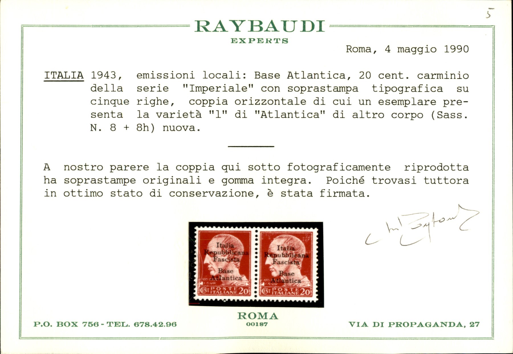 Italia / Emissioni Locali / Base Atlantica / Posta Ordinaria