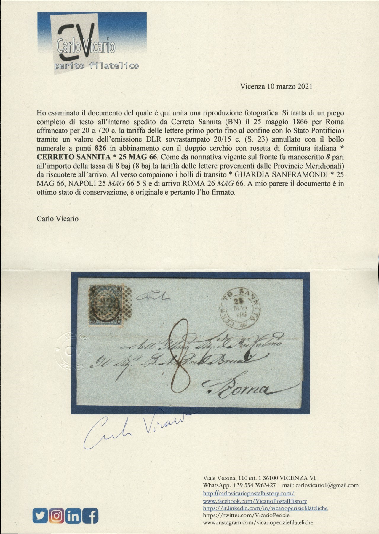 Italia / Regno / Vittorio Emanuele II / Posta Ordinaria