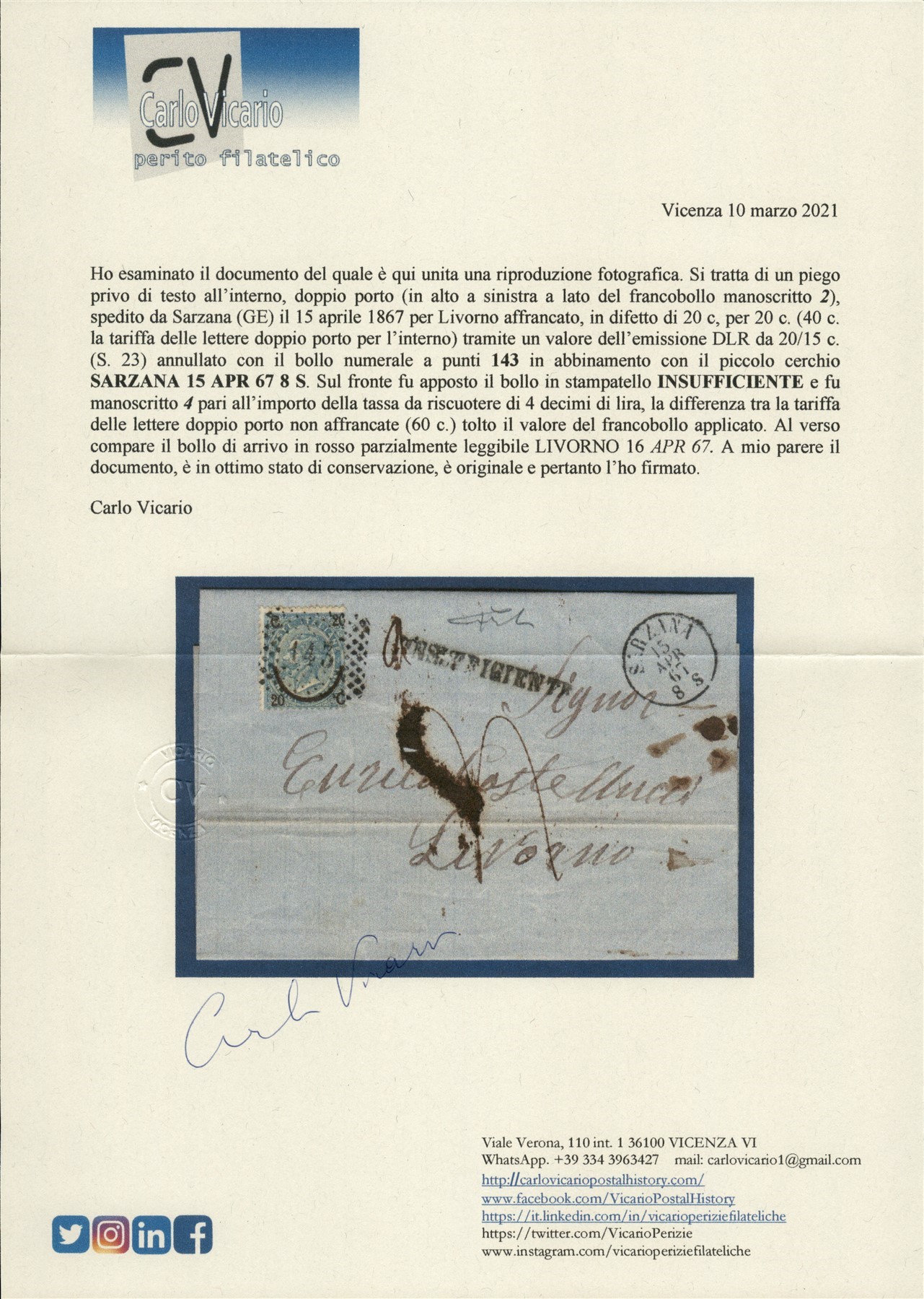 Italia / Regno / Vittorio Emanuele II / Posta Ordinaria