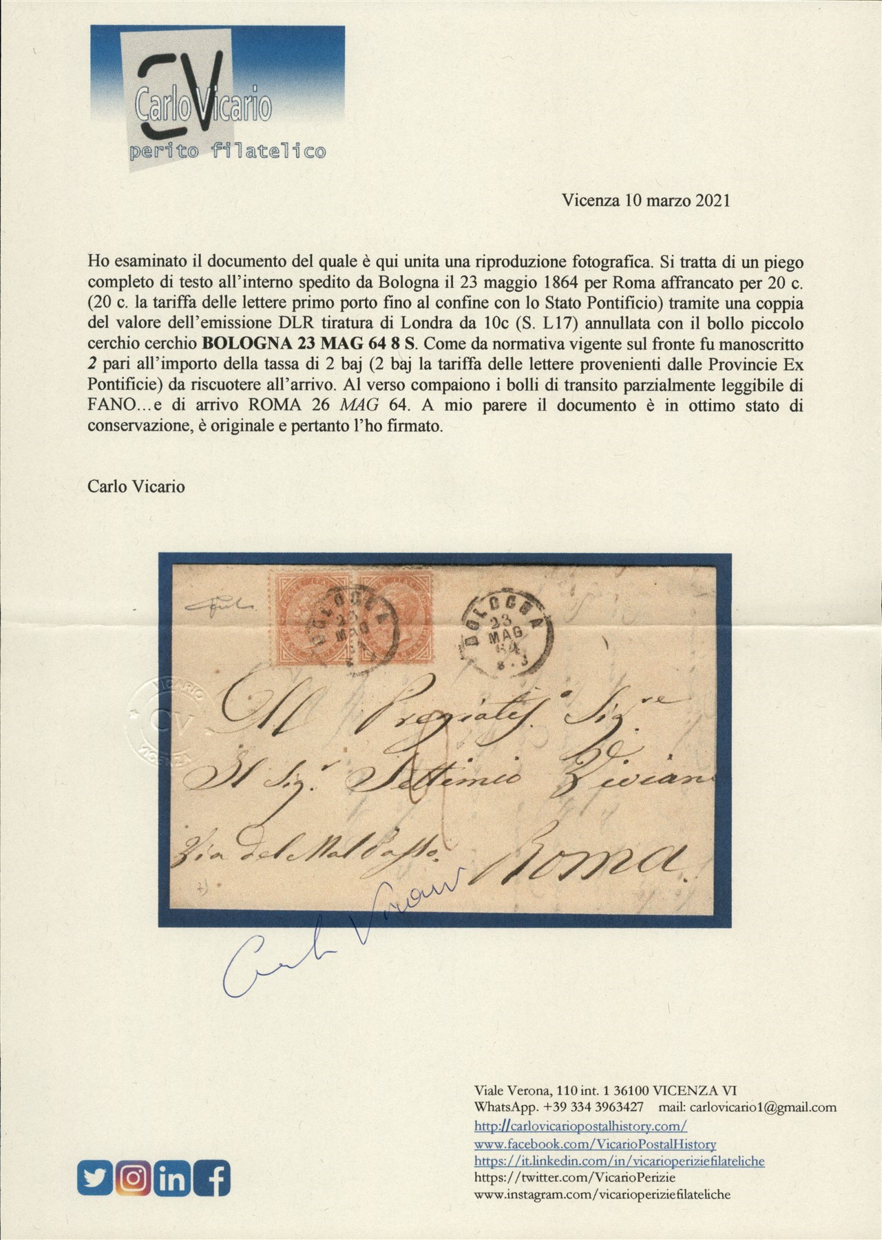 Italia / Regno / Vittorio Emanuele II / Posta Ordinaria