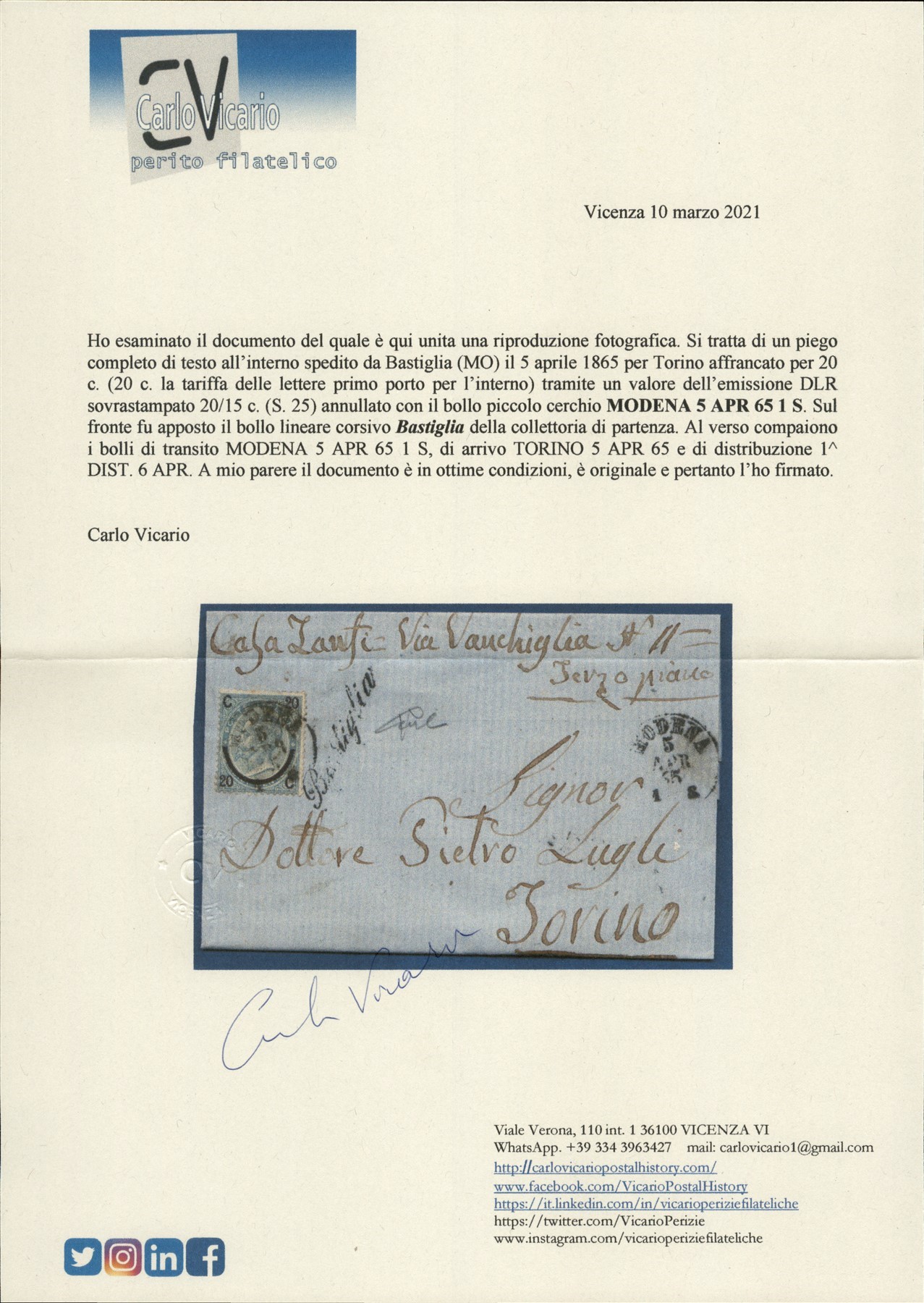 Italia / Regno / Vittorio Emanuele II / Posta Ordinaria