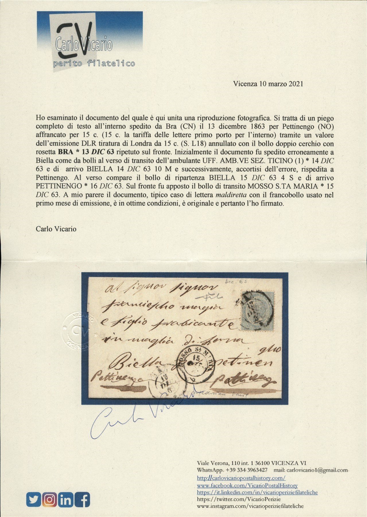 Italia / Regno / Vittorio Emanuele II / Posta Ordinaria
