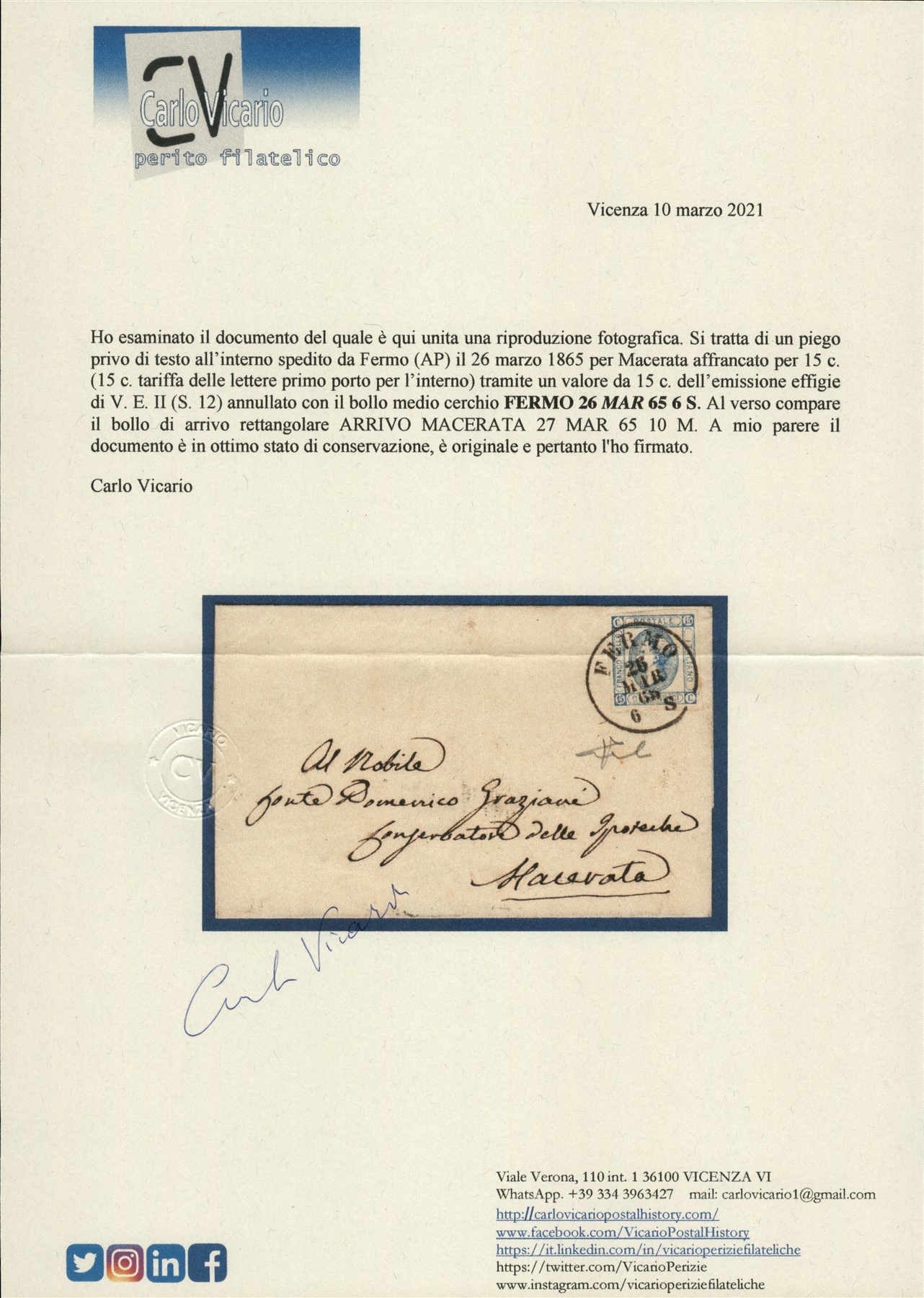 Italia / Regno / Vittorio Emanuele II / Posta Ordinaria