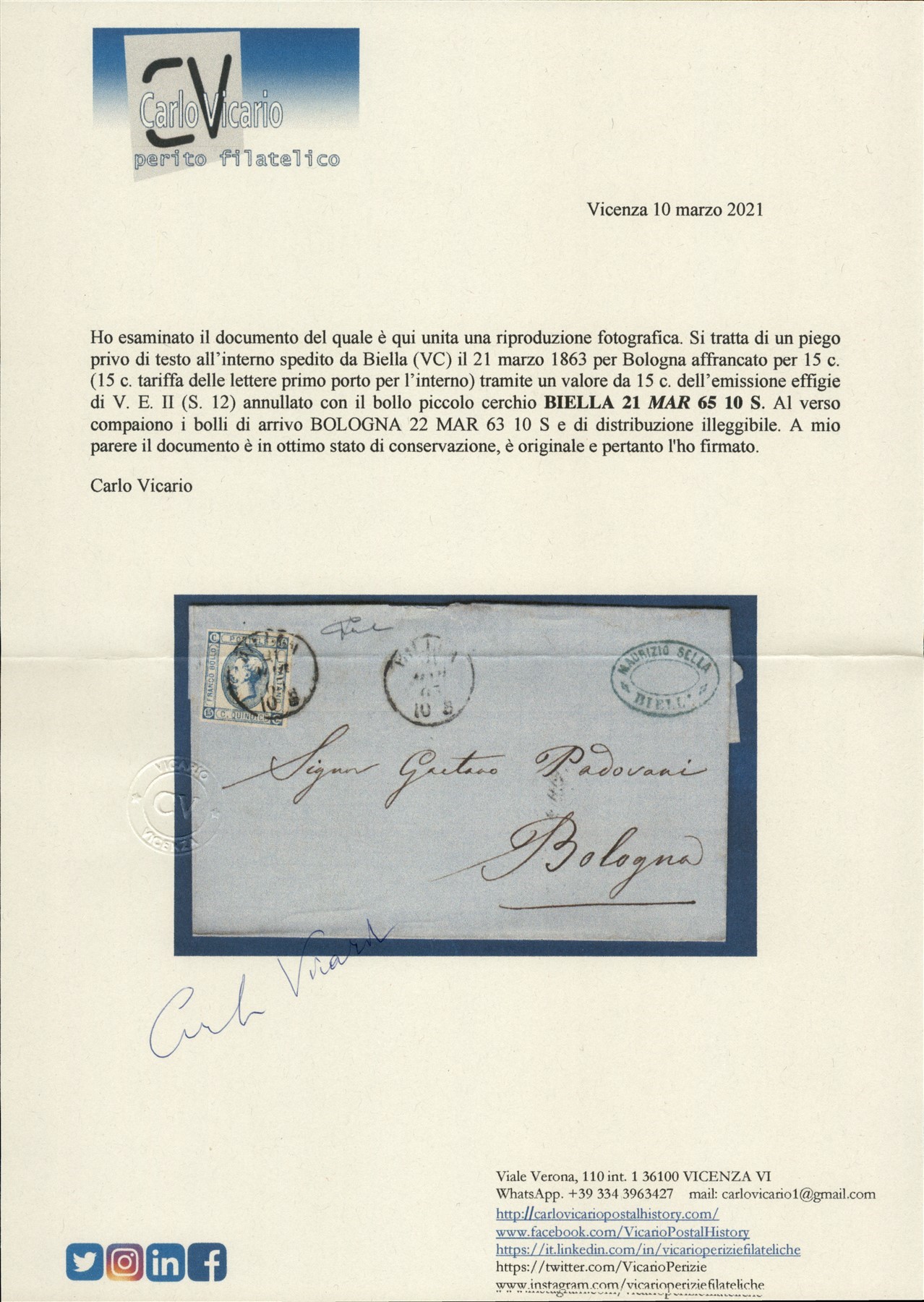 Italia / Regno / Vittorio Emanuele II / Posta Ordinaria