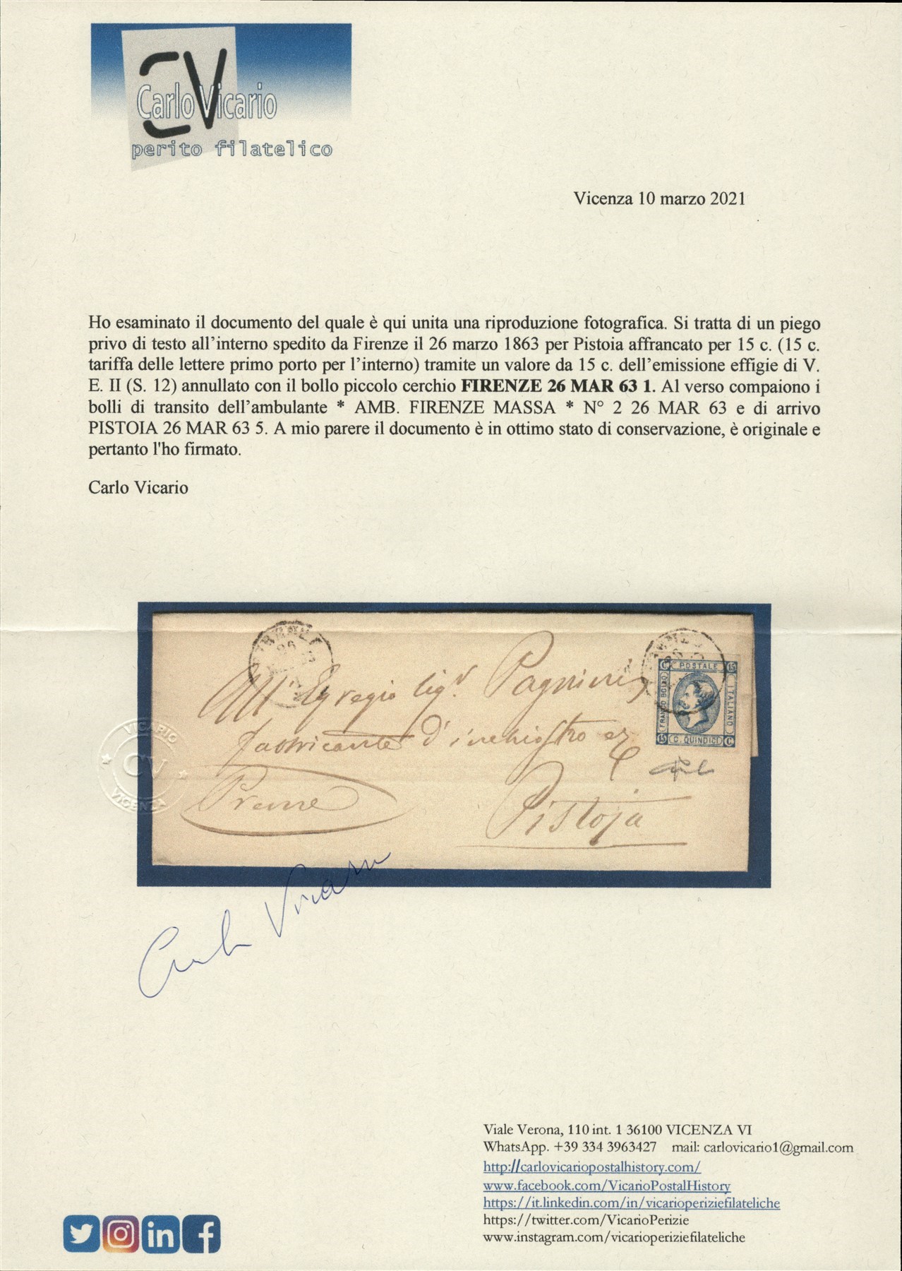 Italia / Regno / Vittorio Emanuele II / Posta Ordinaria
