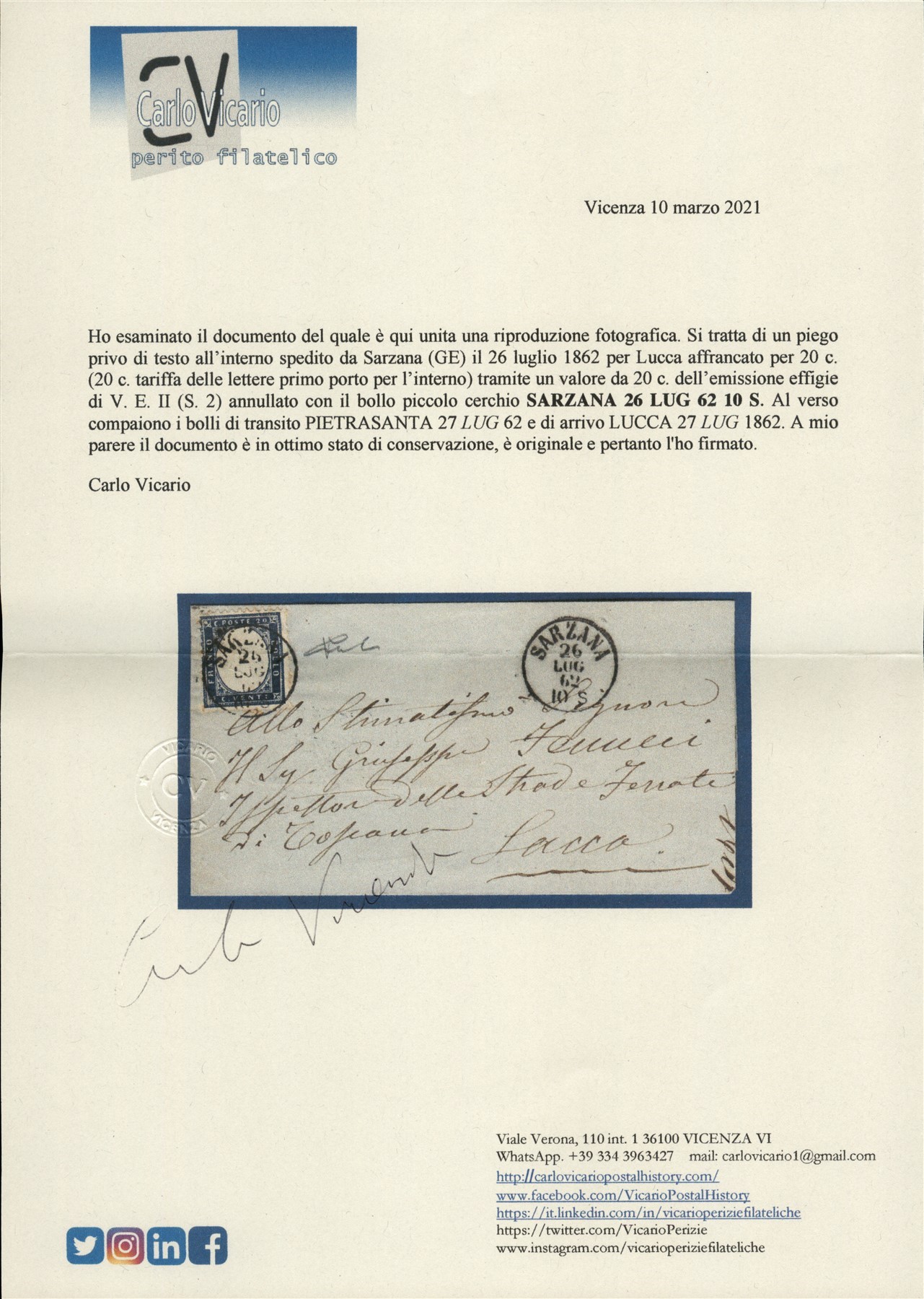 Italia / Regno / Vittorio Emanuele II / Posta Ordinaria